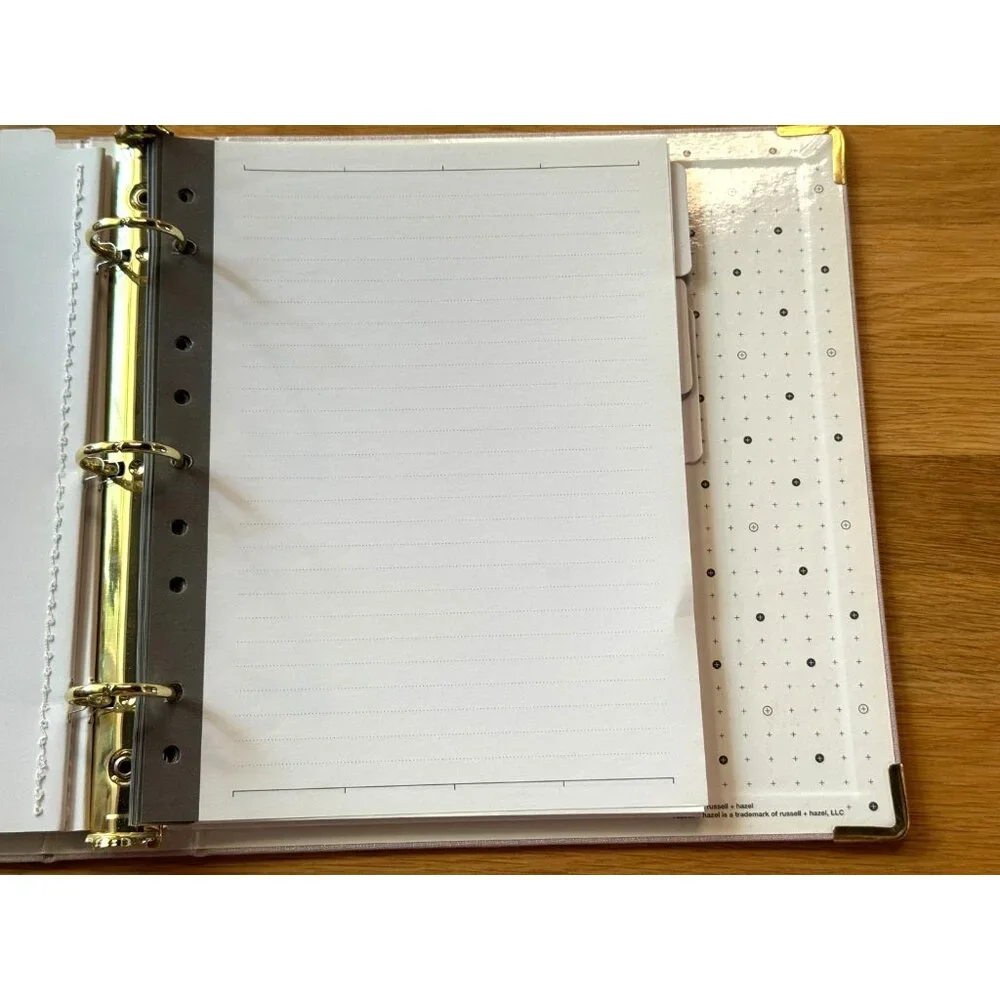 Russell + Hazel Bookcloth Mini 3 Ring Binder + Inserts, Peony